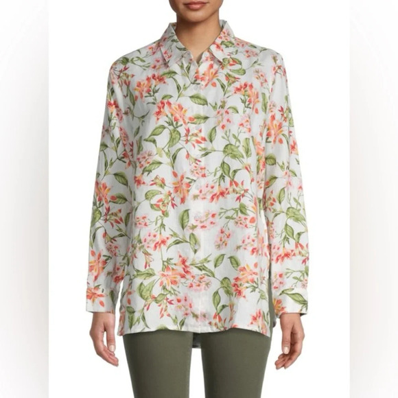 TOMMY BAHAMA Petal Of Honor Floral Linen Shirt SZ MED - Picture 1 of 9